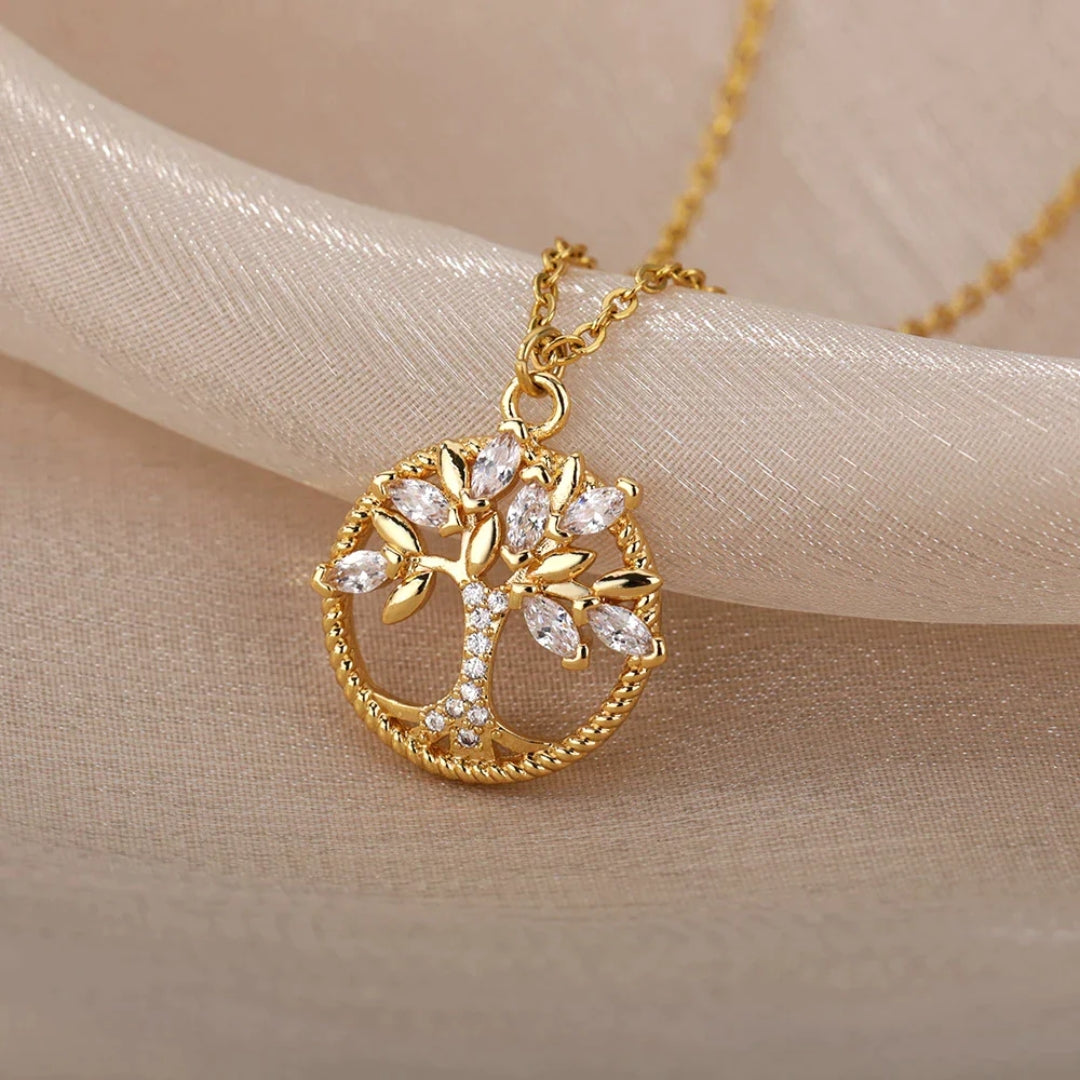COLLAR ÁRBOL DE LA VIDA CON CRISTAL