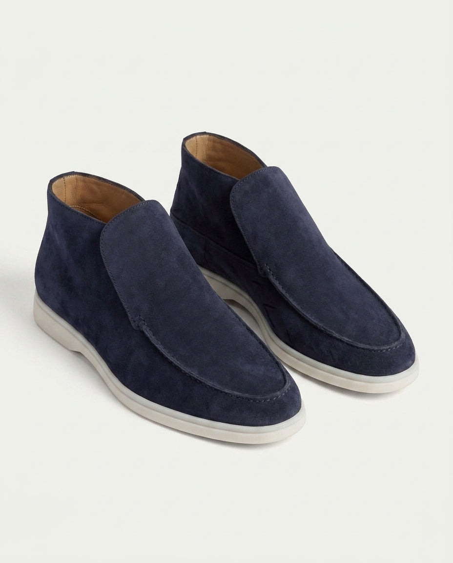 MOCASINES DE CAÑA ALTA AZUL MARINO