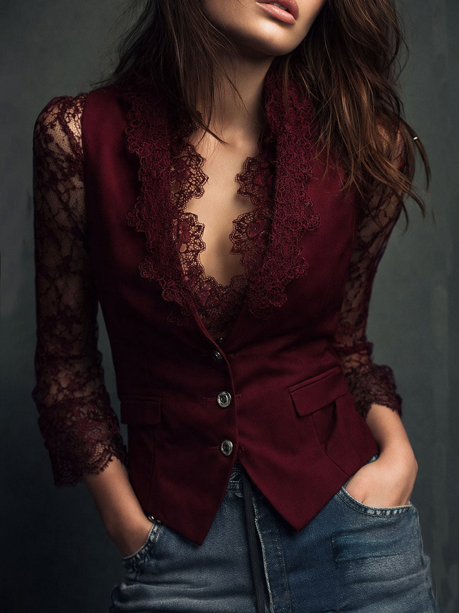 BLAZER NOEMI CON MANGAS SEMITRANSPARENTES