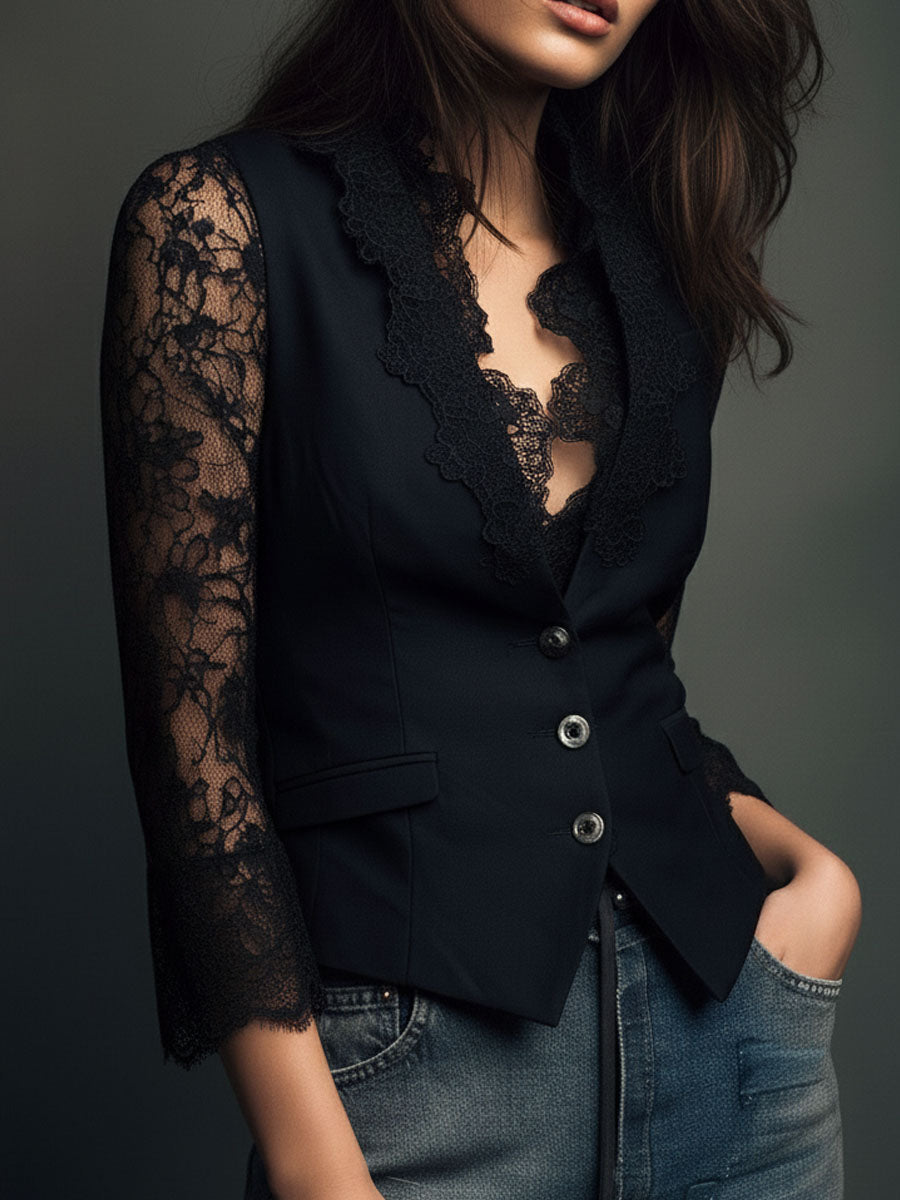 BLAZER NOEMI CON MANGAS SEMITRANSPARENTES
