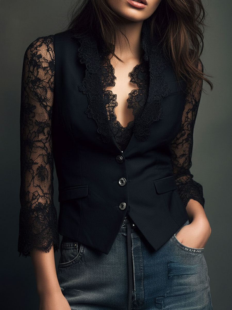 BLAZER NOEMI CON MANGAS SEMITRANSPARENTES