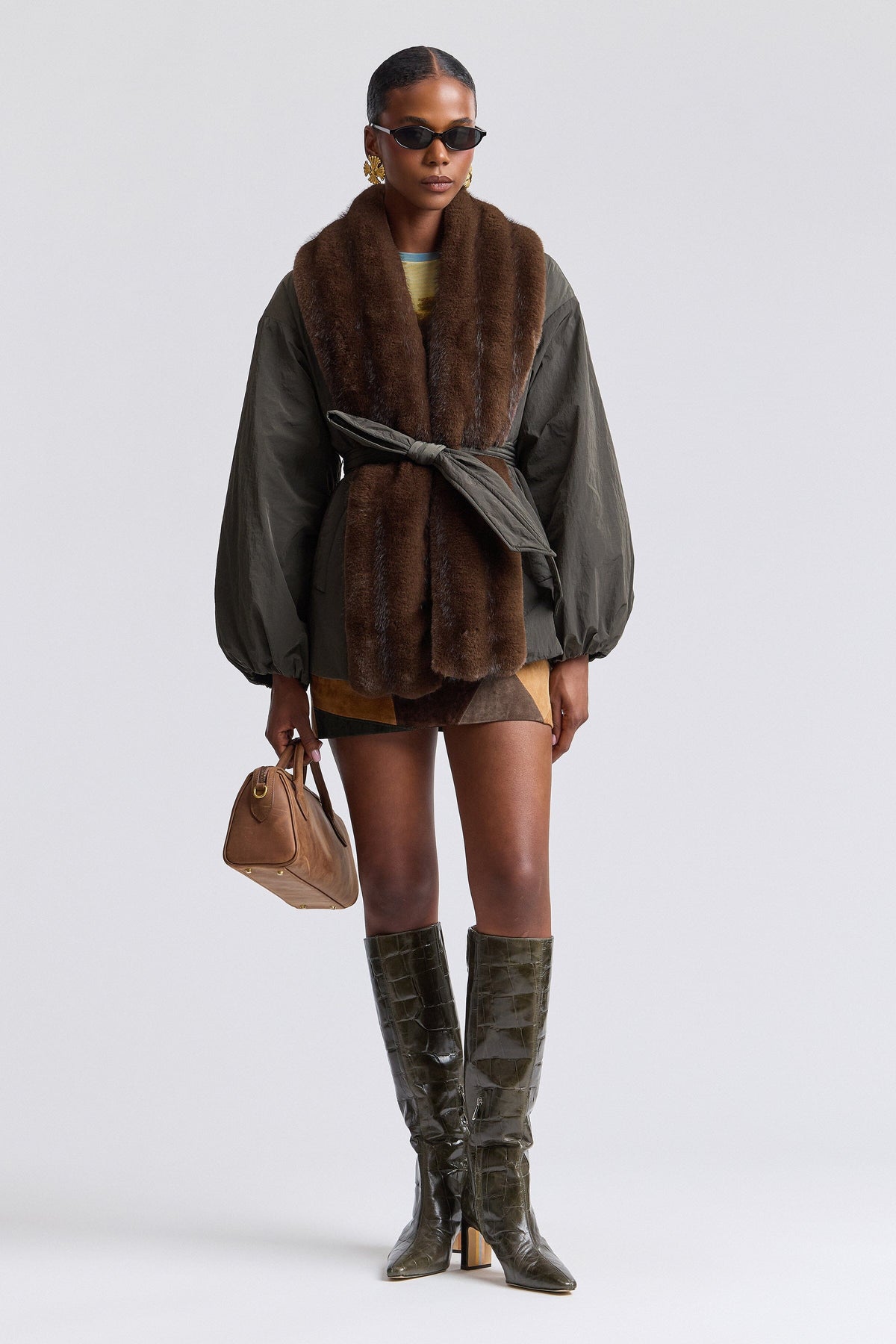 PARKA DE NYLON CON PIEL SINTÉTICA