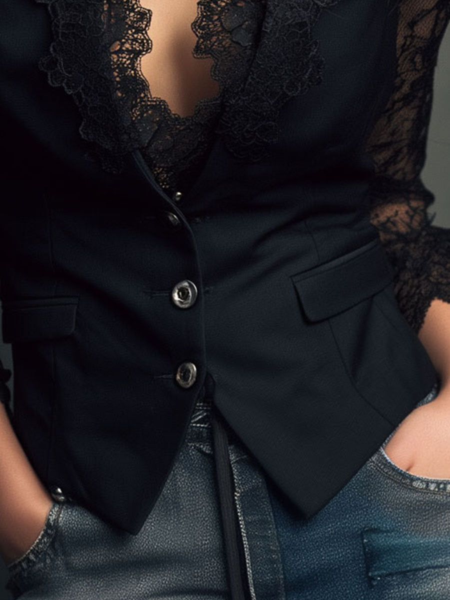 BLAZER NOEMI CON MANGAS SEMITRANSPARENTES